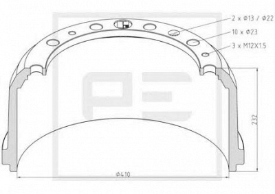 PE AUTOMOTIVE 03641400a -  Тормозной барабан